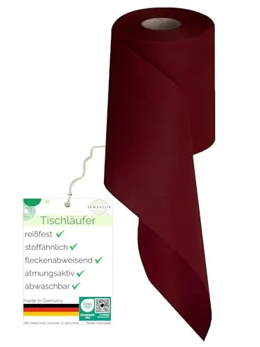 Sensalux Tischläufer, Tischband, stoffähnliches Vlies, Standard 100 by Oeko-TEX® - Klasse I Zertifiziert, 15cm x 25m, Bordeaux