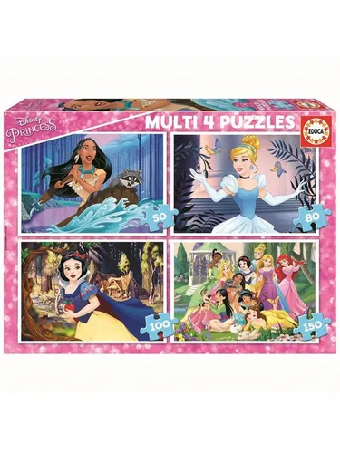 Educa Puzzle Disney Prinzessin Multi-Puzzle - 50-80-100-150 Teile, fördert Kreativität und Konzentration für Kinder ab 5 Jahren
