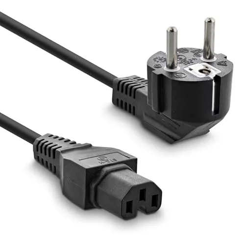 InLine Netzkabel, Schutzkontakt gewinkelt auf Warmgerätestecker C15 (IEC-60320) gerade, Typ H05RN-F, schwarz, 1,8m, 16810