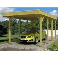 Skan Holz Carport Friesland 314 cm x 555 cm - Robuster Einzelcarport aus imprägniertem Holz, idealer Schutz für Ihr Fahrzeug mit stabilen 11,5 cm Pfosten und witterungsbeständigem Dach. Perfekte Zufahrt mit 221 cm Höhe und 270 cm Breite.