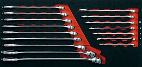 GabelringSchlüssel Einlage 16tlg - Werkzeug-Sets mit 16 metrischen Ringgabelschlüsseln in robuster EVA-Einlage, ideal für Werkstätten und Heimwerker. Hochwertiges Carbonfinish sorgt für Langlebigkeit und Übersichtlichkeit.