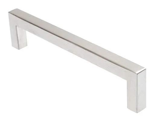Moderner Schrankgriff BA 128 mm Küchengriff schlicht Möbelgriff hochwertig 10 x 10 mm Edelstahl gebürstet *666 (BA 128 mm)