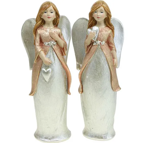 Engel Figur Schutzengel Weihnachtsdeko mit Herz - Nussknacker Dekoration, liebevoll gestaltete Dekofigur als Geschenkidee für eine besinnliche Weihnachtszeit.