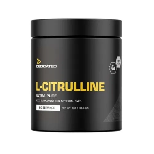 DEDICATED Citrullin 300g Pulver – Hochreines L-Citrullin - Hochreines Citrullin-Pulver für optimale Leistung beim Training. Ideal für Proteinshakes und Pre-Workout-Mischungen. 100 % rein, geschmacksneutral und ohne Füllstoffe – für besten Genuss und höchste Qualität.