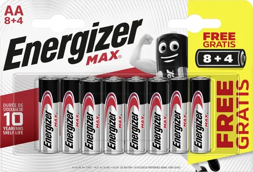 Energizer Max Alkaline Batterie Mignon AA 1,5 V, 8 + 4er Pack