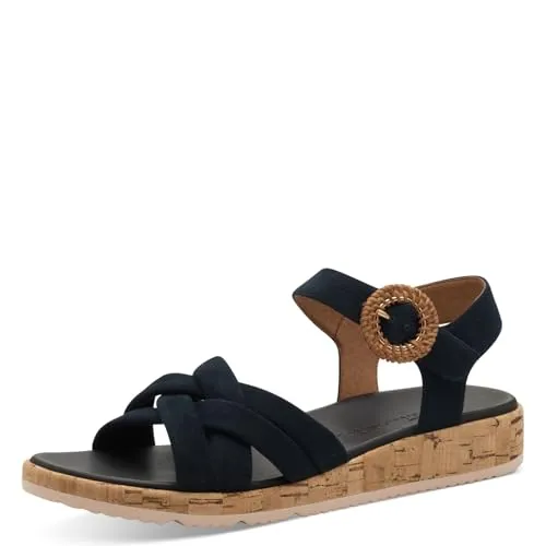 Tamaris Sandalette Damen Bequem blau, EU 39 - Wanderschuhe mit bequemer Decksohle für angenehmes Laufgefühl. Ideal für jeden Anlass, dank flacher Sohle und schnellem Klettverschluss.