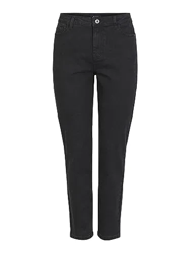PIECES Damen Schwarze Denim Jeans - High-waisted Mom-Jeans mit Knöchellänge, perfekte Passform und stilvolles Design für einen modernen Look in der Damen-Jeansmode.