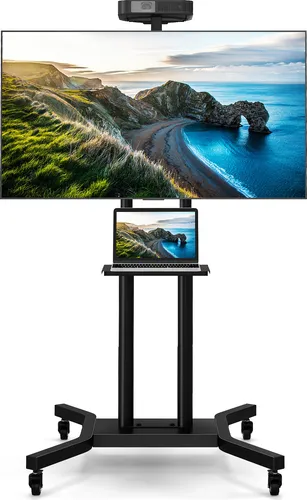 COSTWAY TV Ständer für 32-70 Zoll LCD/LED Fernseher bis zu 50 kg, TV Standfuss mit Tablett höhenverstellbar & rollbar, max. VESA 600x400mm, schwarz