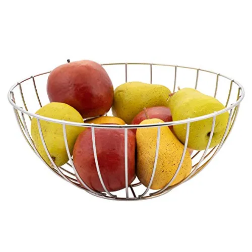 axentia Obstkorb aus verchromtem Eisendraht, silberfarbene Obstschale, Ø 29 cm
