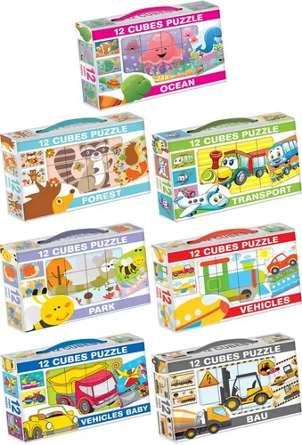 Dohany Würfelpuzzle Bilderwürfel 12-tlg. Kinderpuzzle Waldtiere, Puzzleteile