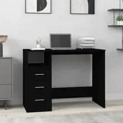 vidaXL Schreibtisch mit Schubladen Schwarz 102x50x76 cm - Eleganter Kinderschreibtisch aus hochwertigem Holzwerkstoff mit 3 Schubladen für optimalen Stauraum. Ideal für kleine Büros oder Studentenzimmer.