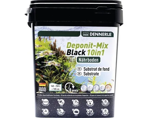 Dennerle Deponit-Mix Black 10in1, 9,6 kg Nährboden für Aquarienpflanzen - Wassertests & -aufbereitung, ideal für gesunde Aquarienpflanzen mit 10-in-1 Nährstoffmix für optimales Wachstum und Vitalität.