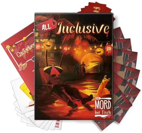 MORD bei Tisch Krimidinner für Zuhause - All Inclusive Fall - Gesellschaftsspiel für 4-6 Personen, ideal für spannende Dinnerpartys mit packenden Verhören und lebhaften Gesprächen.