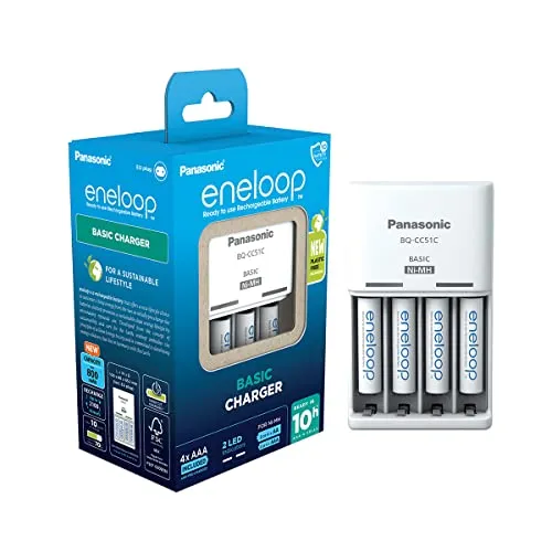 Panasonic Basic BQ-CC51 + 4x eneloop AAA Steckerladergerät