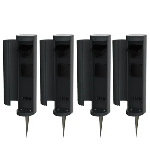 Novatool Gartensteckdose 4x Steckdosenturm 2-fach Anthrazit - Praktischer Steckdosenturm für den Außenbereich, aus hochwertigem Edelstahl, mit Erdspieß für einfache Installation und wetterfestem Design.