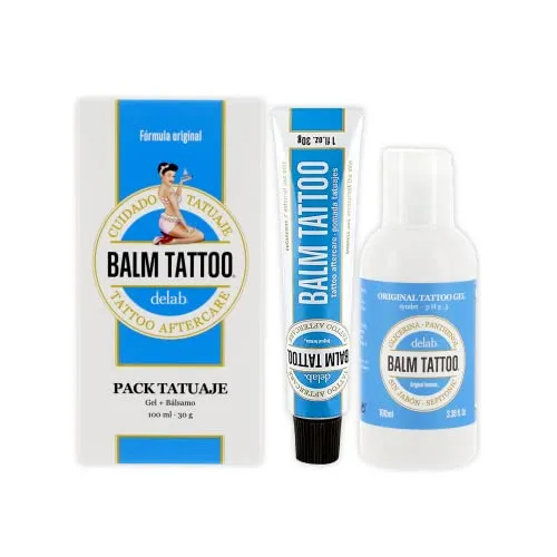 BALM TATTOO Tattoo Pflege Creme nach dem Tätowieren, Pflegecreme Haut 30 g und Waschgel 100 ml mit Panthenol für schnellere Wundheilung