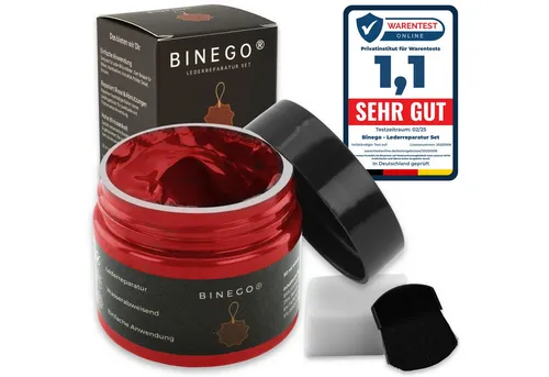 Binego Lederreparaturset - Flüssigleder für Autositz & Möbel - Autopflege & Motorradpflege - Schnelle und effektive Reparatur von Kratzern und Verfärbungen auf Leder und Kunstleder, mit neuer Rezeptur für optimale Ergebnisse.