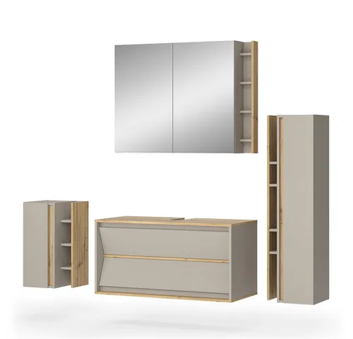 Vicco Badmöbel-Set Edelin, Cashmere/Artisan, 4 Teile, (4-St., 4er Set)