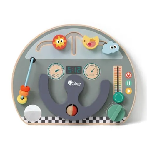 Classic World Activity-Board Cockpit| Lernspielzeug für Kinder ab 1 Jahr | Babyspielzeug | Holzspielzeug | Montessori Geschenk | Baby Spielzeug