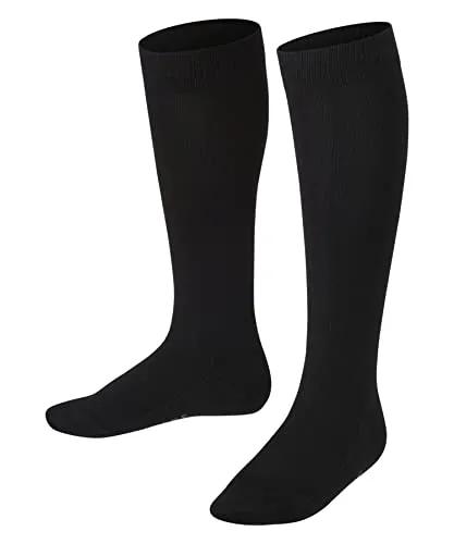 FALKE Unisex Kinder Kniestrümpfe Family K Kh nachhaltige Baumwolle lang einfarbig 1 Paar, Schwarz Black 3000, 39-42