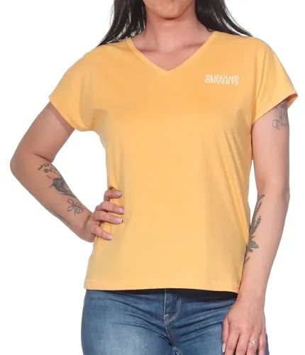 Elbsand Damen T-Shirt ESWPajuk Loose Fit Kurzarmshirt mit Logoprint 70816 00 Orange Haze (324) S