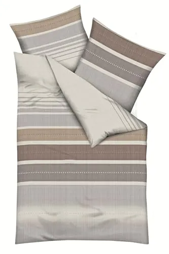 JACK by Kaeppel Fein Biber Bettwäsche 2tlg. Structure Nougat - Bettwäsche-Set aus 100% Baumwolle, weich und atmungsaktiv für traumhafte Nächte. Praktischer Reißverschluss und pflegeleicht, bügelfrei und waschbar bis 60°C.