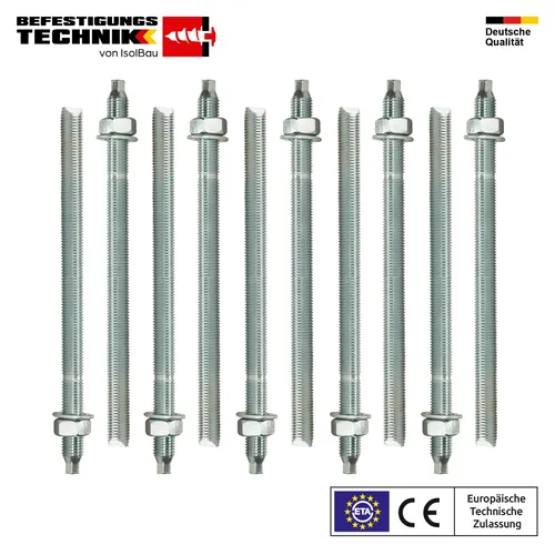 Ankerstangen M10x190 Gewindestange ETA 10St. Verbundanker + Mutter Verbundmörtel
