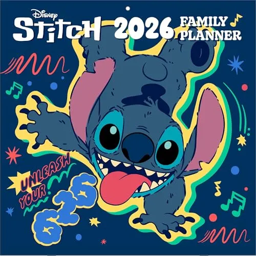 Pyramid - LILO & STITCH 2026 – Familienplaner 30×30 cm (aufgeklappt 30×60 cm) mit 12 Disney-Motiven, Wandkalender für die ganze Familie