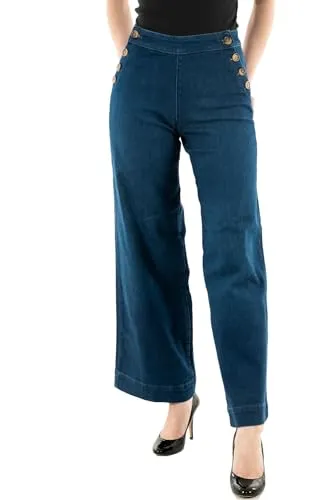 ONLY ONLMADISON HW BUTTON WIDE DNM GEN533NOOS High-waist-Jeans - Modische High-waist-Jeans für Damen mit weitem Bein. Pflegeleichter, elastischer Denim für hohen Tragekomfort. Perfekt kombinierbar für lässige Freizeitlooks.
