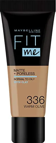 Maybelline New York - Flüssige Foundation Ton in Ton Fit me! Matte and Poreless – Farbton: 336 Olive Gold, NU