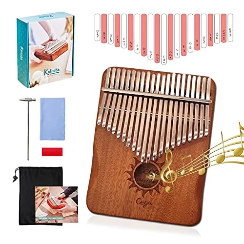 Kalimba Marimbaphone Daumenklavier 21 Schlüssel Marimba mit Stimmhammer Tragebeutel Thumb Piano Afrikanisches Musikinstrument für Musikliebhaber Anfänger Kinder Geschenk Finger Piano