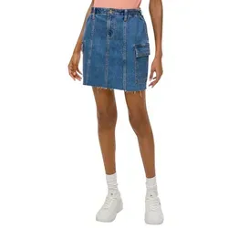 QS Jeansrock mit leicht ausgefranster Saumkante blau 34