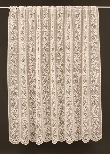 Gardinen Kranzusch Scheibengardine mit klassischer Ranke, Stangendurchzug, transparent, Kurzgardine,Stablöcher,verschiedene Höhen
