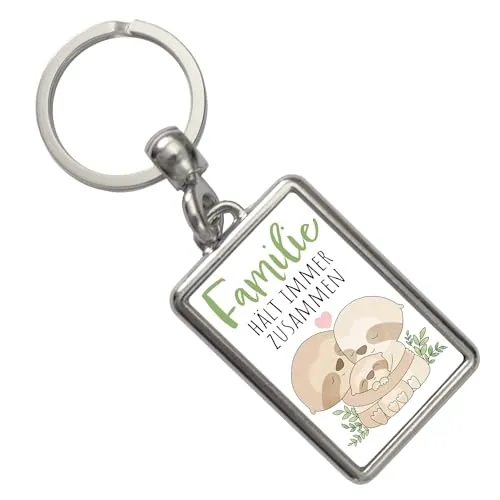 speecheese Faultier Schlüsselanhänger mit Spruch Familie hält immer zusammen Zusammenhalt Liebe Symbol Kuscheliger Knuffiger Geburtstags-Glücksbringer Fürs Bett
