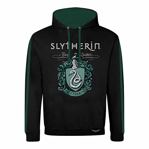 Harry Potter Hoodie für Erwachsene | Schwarz, Slytherin Sweatshirt für Herren, Damen | Offizielles Merchandise, Schwarz, S