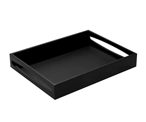 Brillibrum Design Tablett mit Griffen Schwarz - Servierplatten aus edlem Holz, perfekt zum Servieren oder Dekorieren. Mit einem schlichten, eleganten Design und praktischen Griffen, Maße: 40x30x6 cm.