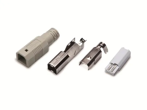USB2.0 Stecker LogiLink, USB-B, lötbar, Zugentlastung, Tülle grau