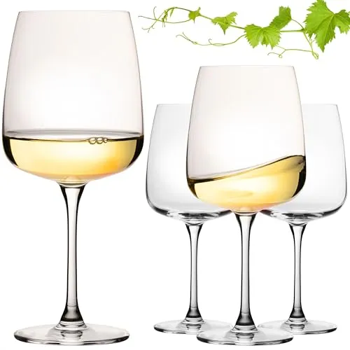 IMPERIAL Große Eckige Weißweingläser 480ml 'Milano' Set 4-Teilig Chardonnay Glas aus Crystalline Glas Spülmaschinenfest