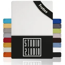 STUDIO Spannbettlaken Frottee, viele Größen, Baumwolle, weich & kuschelig, OEKO-TEX 100, Baumwolle, Frottee, Gummizug: rundum, (1 Stück), 120x200 cm Bettlaken Spannbetttuch bis 25 cm Höhe - Weiß weiß 120 cm x 200 cm