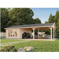 Palmako Gartenhaus Irene 956 x 550 cm – Großzügiger Wohnraum - Gartenhäuser aus Naturbelassenem Holz, ideal als Carport oder schattige Sommerlounge. Mit hochwertigen Doppeltüren, Isolierverglasung und stabilen Fundamenthölzern.