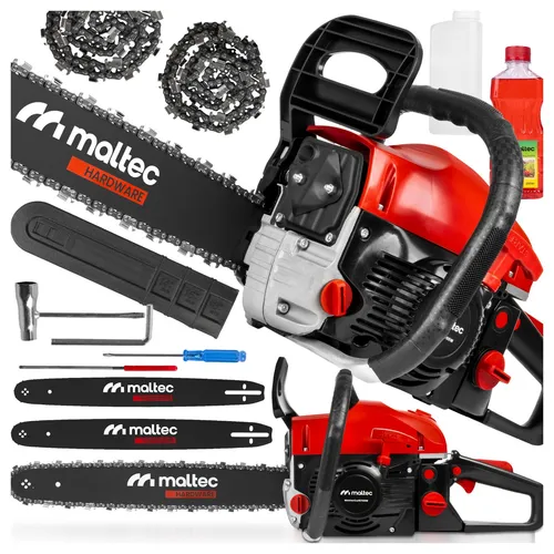 MalTec Benzin-Motorsäge MasterCut5700W - 5,7PS Leistung für starke Einsätze - Kettensäge mit 5,7 PS und 40 cm Schnittlänge, ideal für anspruchsvolle Holzarbeiten. Robuste Bauweise aus ABS/Aluminium für Langlebigkeit.