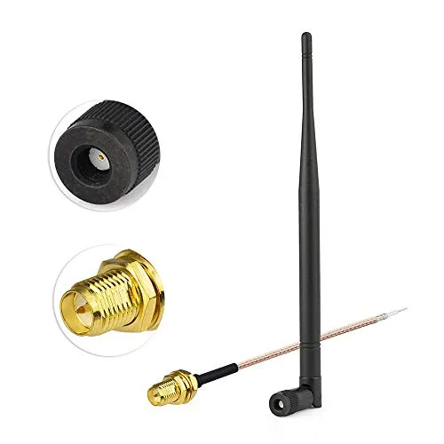 Eightwood 868 MHz Antenne Kipp-und-Schwenkbar NFC RFID Antenne RP-SMA Stecker + RP-SMA Buchse Pigtail Kabel RG178 15cm 6inch für GSM Wireless WiFi Homematic CCU3 CCU2 CC1101 Ham Radio MEHRWEG