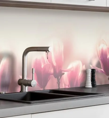 MyMaxxi Küchenrückwand Folie selbstklebend matt - einfache Montage ohne Bohren 0,4mm stark Versteift - Motiv Blume 02-60cm hoch - Spritzschutz Küche Klebefolie - Blüten Natur 80 x 60cm