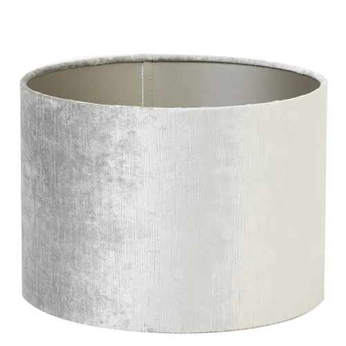 Lampenschirm Zylinder Velours Grau Silber für Tischleuchte Hängeleuchte Stand...