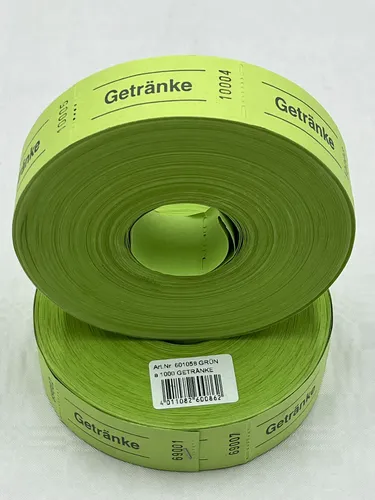 Wertmarkenrollen Rollengutscheine getränkemarken , 1000er Abrisse,Grün/601058
