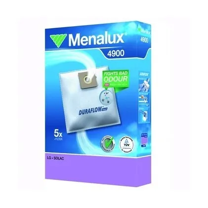 Menalux 4900 - 5 Synthetik Staubsaugerbeutel Duraflow, bis zu 50 % längere Saugleistung und TÜV geprüft