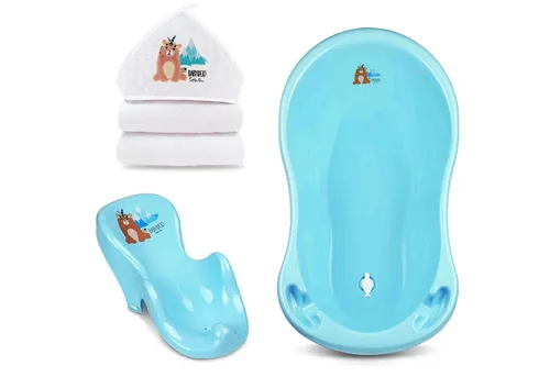Babykajo Babybadewanne, (Set, 3-tlg), Baby Wanne, Wanneneinsatz, Kapuzenhandtuch