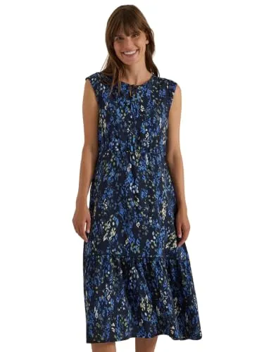 Cecil Midikleid mit Split Neck und Print in blau von CECIL