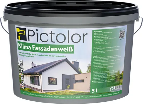 Pictolor® Klima-Fassadenweiß Silikat-Fassadenfarbe5 Liter