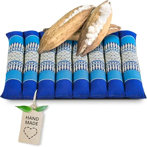 livasia Sitzkissen Stuhlauflage klein - 35x35x4,5cm - Bodenkissen gesteppt Indoor/Outdoor, Meditationskissen Yogakissen, Stuhlauflage Palettenmöbel, Steppkissen für Stuhl und Bank (Blau)